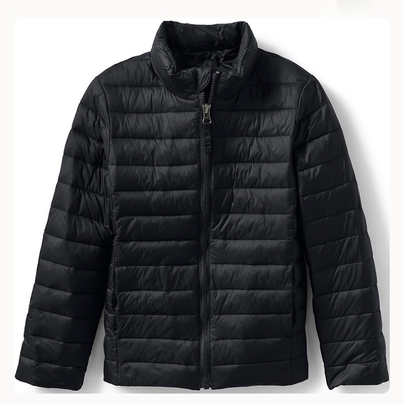 LANDS’ END Boys Down Alternative Jacket- Black - Sz M 10/12 - Picture 1 of 4